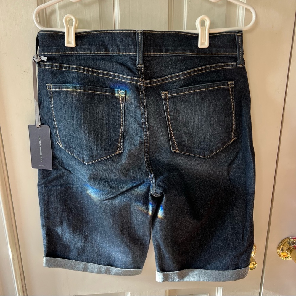 NWT NYDJ Slimming Lift Tuck Bermuda Shorts rolled cuff in Hollywood Blue Size 10 - Picture 5 of 11